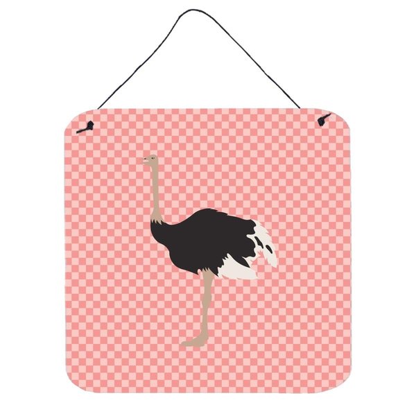 Micasa Common Ostrich Pink Check Wall or Door Hanging Prints6 x 6 in. MI225947